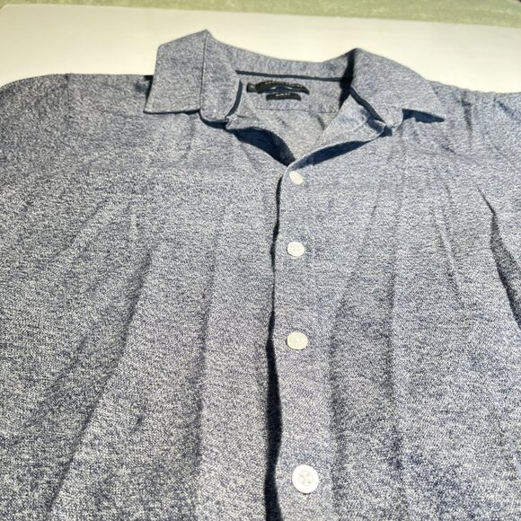 Casual Friday Slim Fit Button Up Top Navy Blue ish and Grey Size Medium - Picture 3 of 12